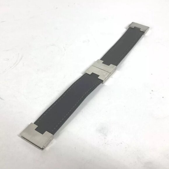 HERMES Lurie H logo Accessories Bracelet Leather Black/SilverHardware - Picture 7 of 10